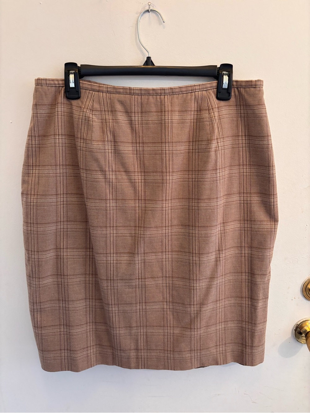 Worthington Plaid Pencil Skirt - Taupe & Light Brown